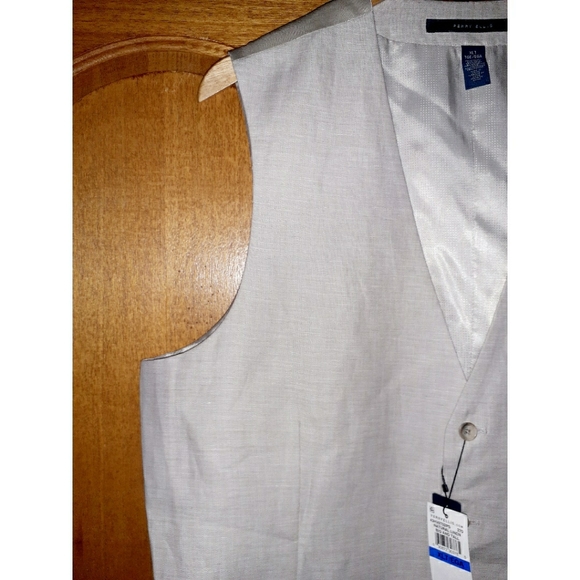 Perry Ellis Big & Tall Slim Fit Linen Blend Vest - Picture 8 of 13
